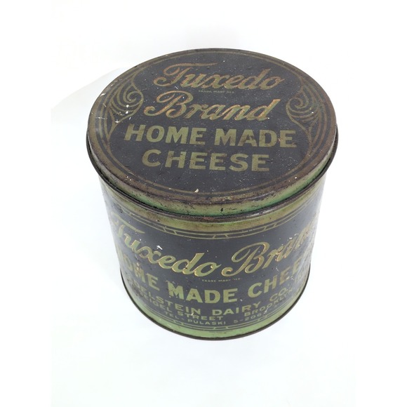 VTG RARE Tin Tuxedo Brand Home Made Cheese Edelstein Dairy Brooklyn New York - Picture 2 of 9